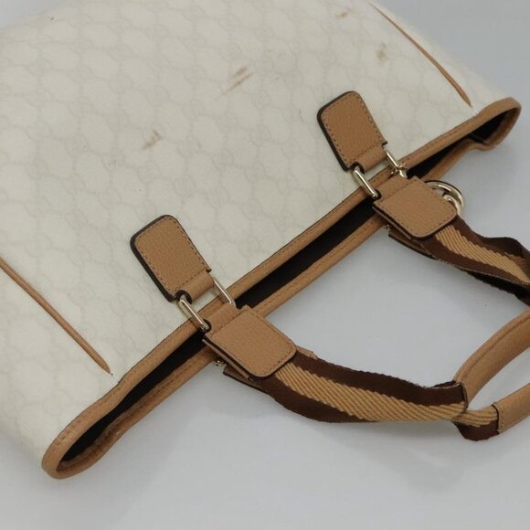 GUCCI GG Supreme Tote Bag PVC Outlet White Gold - Picture 6 of 15
